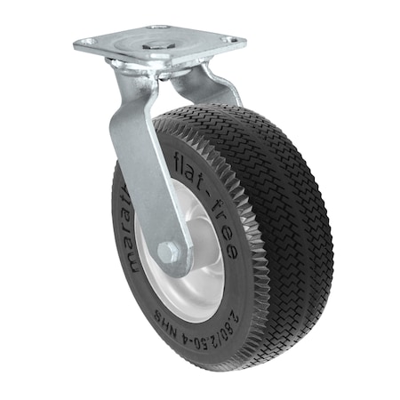 Durastar Caster 8x3 Swvl Fork, 8x3 Flat Free Wheel, 4x4-1/2 Top Plate, 1/2" I D 100CS830FF44BL-03